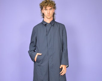 Vintage dark blue classic 80's trench coat {C156}