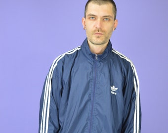 Veste de survêtement de sport ADIDAS bleu vintage {TJ142}