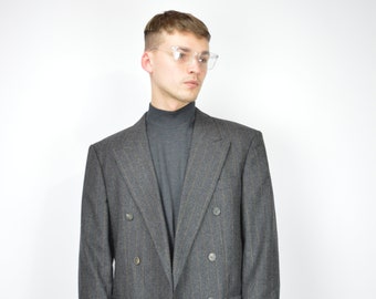 Vintage grey striped classic 80's suit blazer {76}