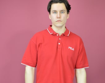 Vintage red classic FILA festival polo shirt {P11}