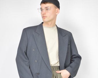 Vintage grey classic 80's suit blazer {139}