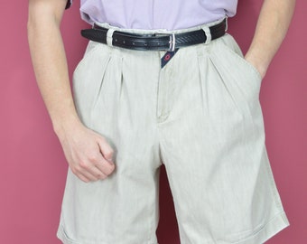 Vintage beige classic cotton shorts {S329}