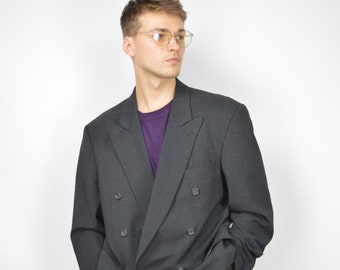 Vintage dark grey classic 80's suit blazer {171}