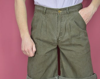 Vintage dark green classic cotton shorts {S162}