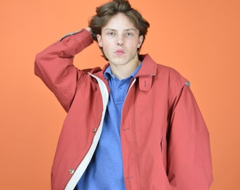 Vintage red classic windbreaker bomber jacket {J189}