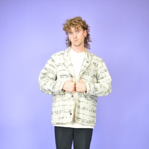 Vintage gray graphic classic wool coat jacket {C72}