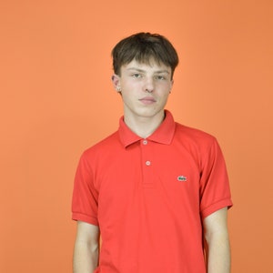 Polo de algodón LACOSTE clásico rojo vintage {P115}