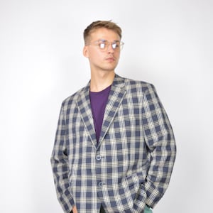 Vintage two colour checkered classic 80&#39;s suit blazer {199}