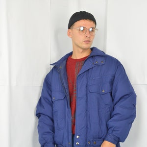 Vintage Dark Blue Classic Puffer Jacket J51 - Etsy