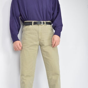 Vintage beige denim straight classic jeans trousers {776}