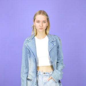 Vintage blue jeans classic denim bomber jacket W541 image 1