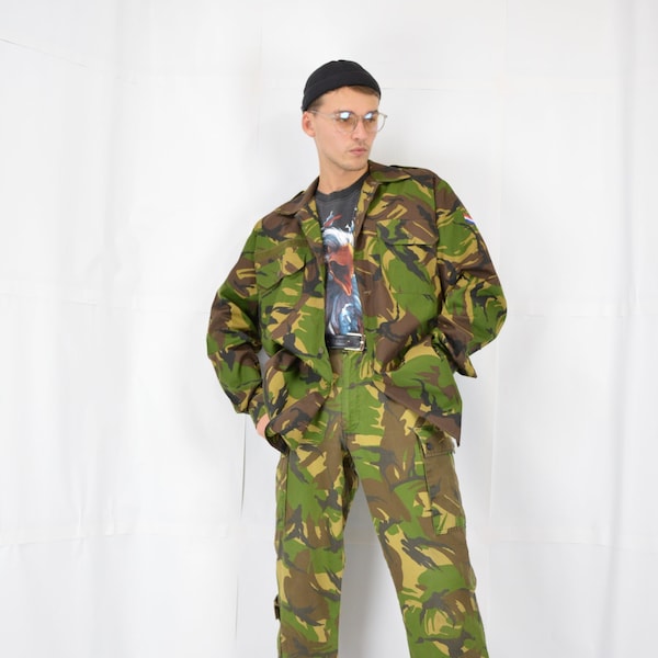 Vintage camouflage military army rave two piece tracksuit {S5}