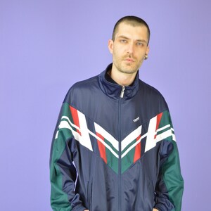 Vintage Multicolour Sports Track Jacket for Men | Retro 80s