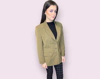 Vintage khaki blazer for women {W796}