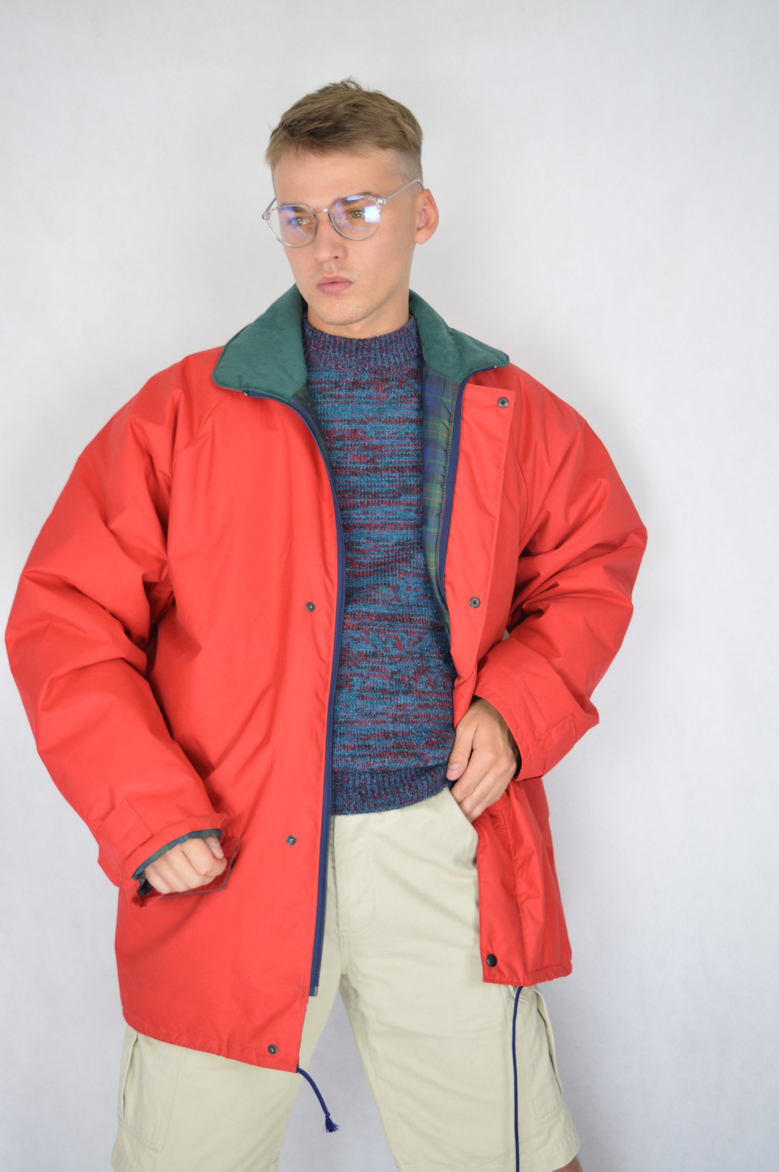 Vintage red classic windbreaker jacket | Etsy