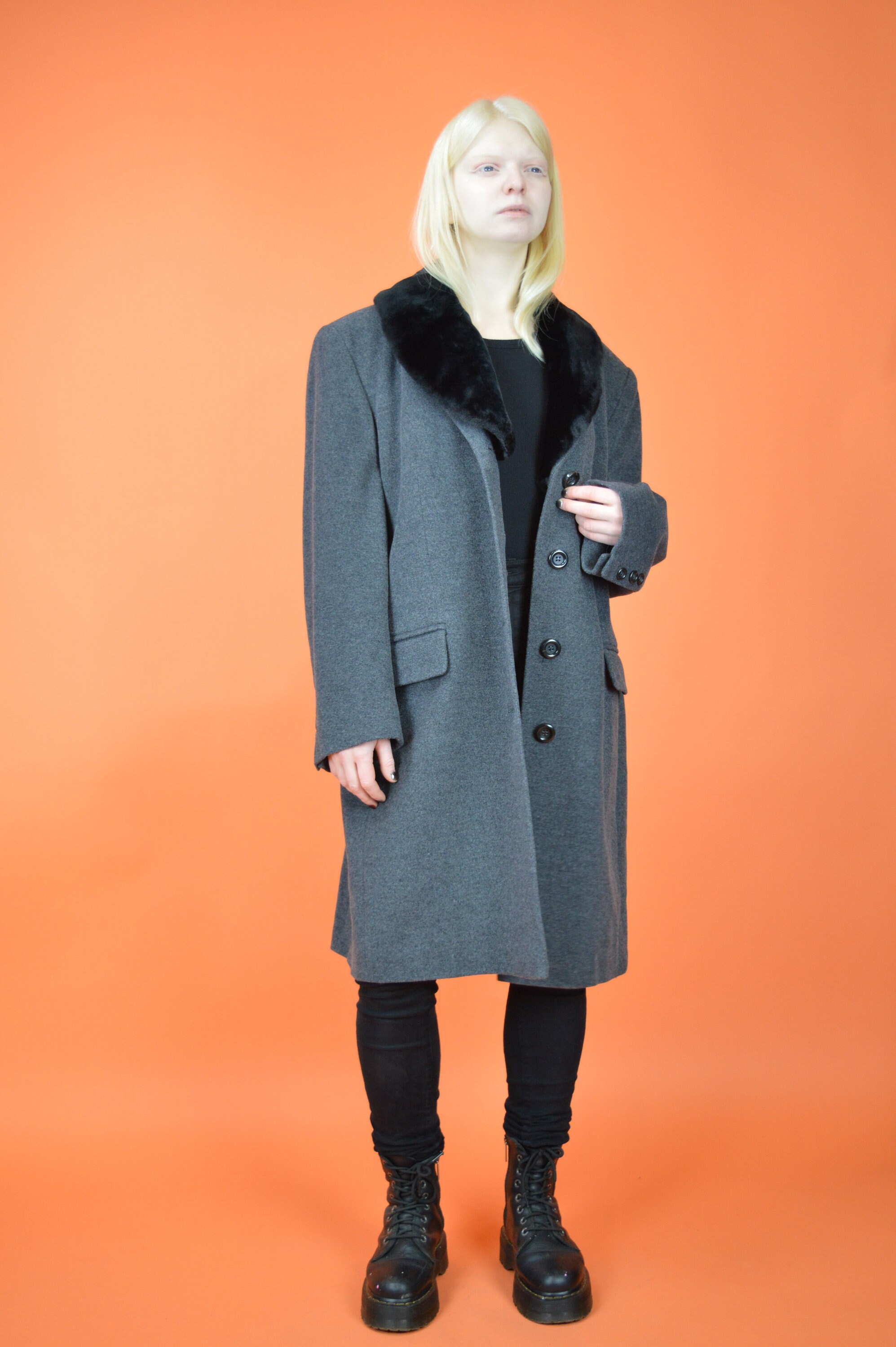 ジャケット・アウター 80s maxi wool long coat vintage 134cm Vintage Grey Classic 80's Long Wool Coat {W701} - Etsy Canada