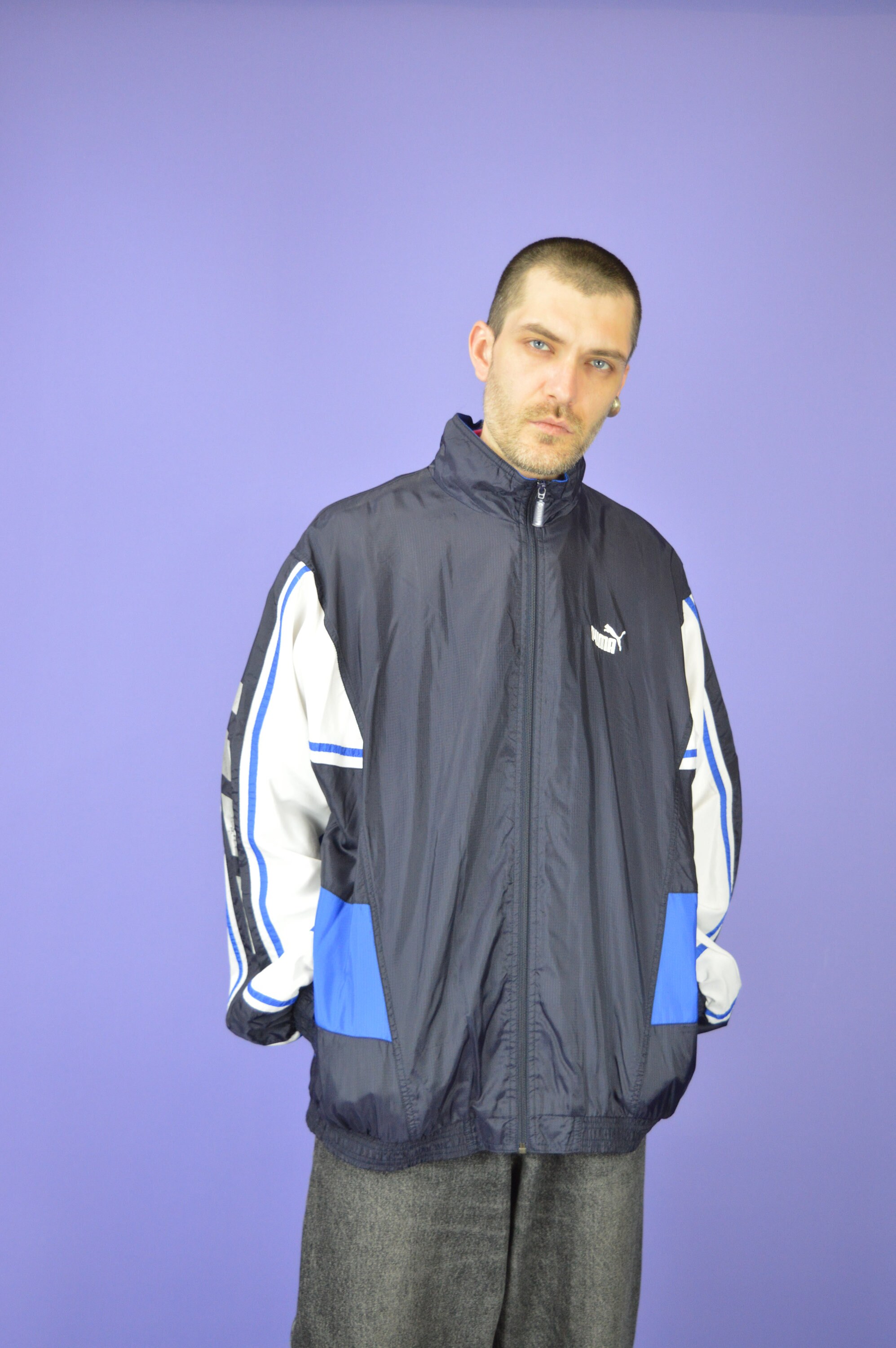 Vintage Two Colour PUMA Windbreaker Bomber Track Jacket {TJ43} - Etsy