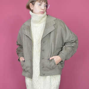 Vintage Beige 80’s Suede Leather Jacket | Retro 1980s Suede Jacket | Size M/L {W71}