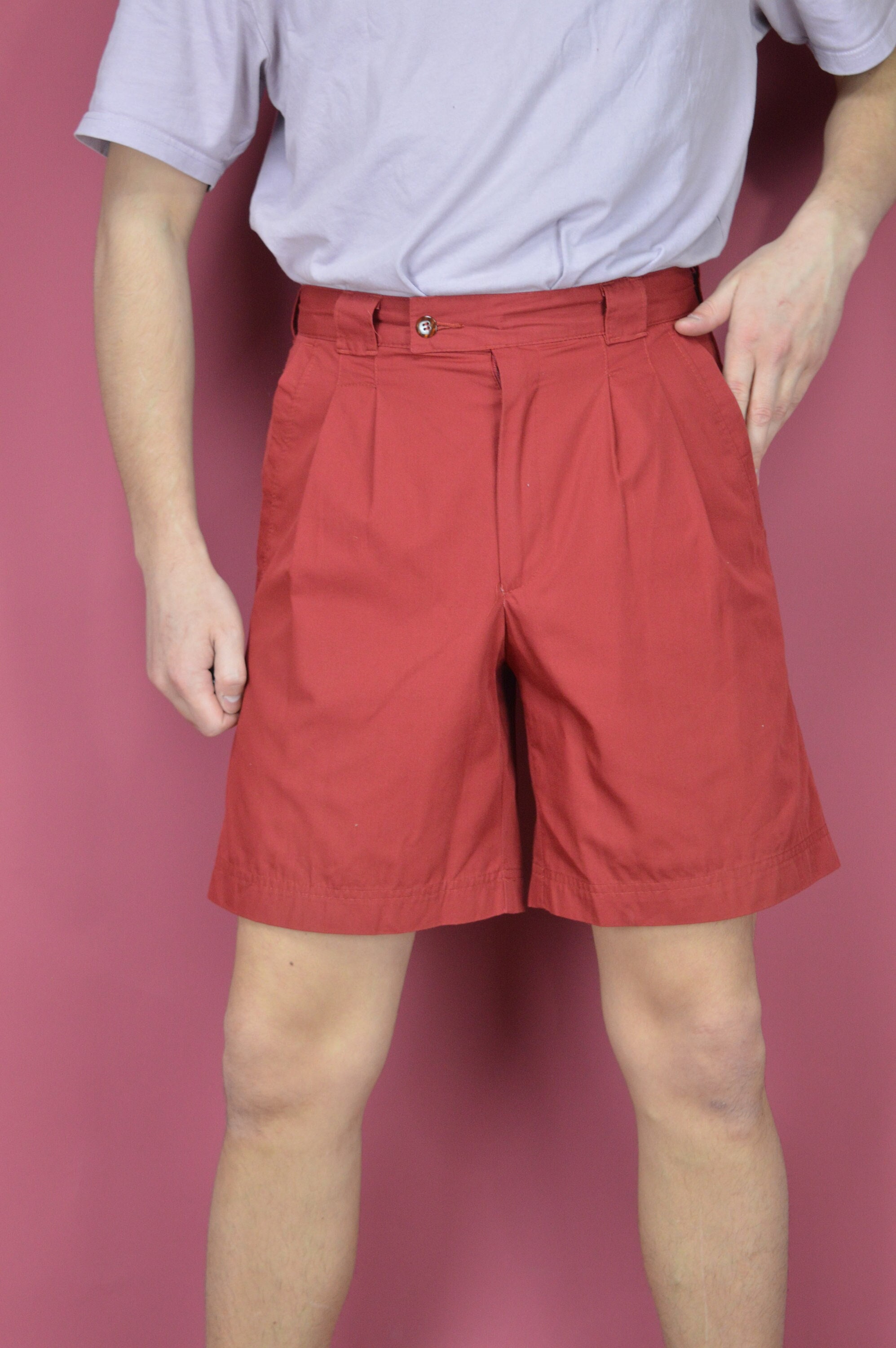 Vintage Red Classic Cotton Shorts S328 -  India