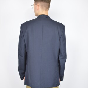 Vintage dark blue classic 80's wool suit blazer 96 image 3