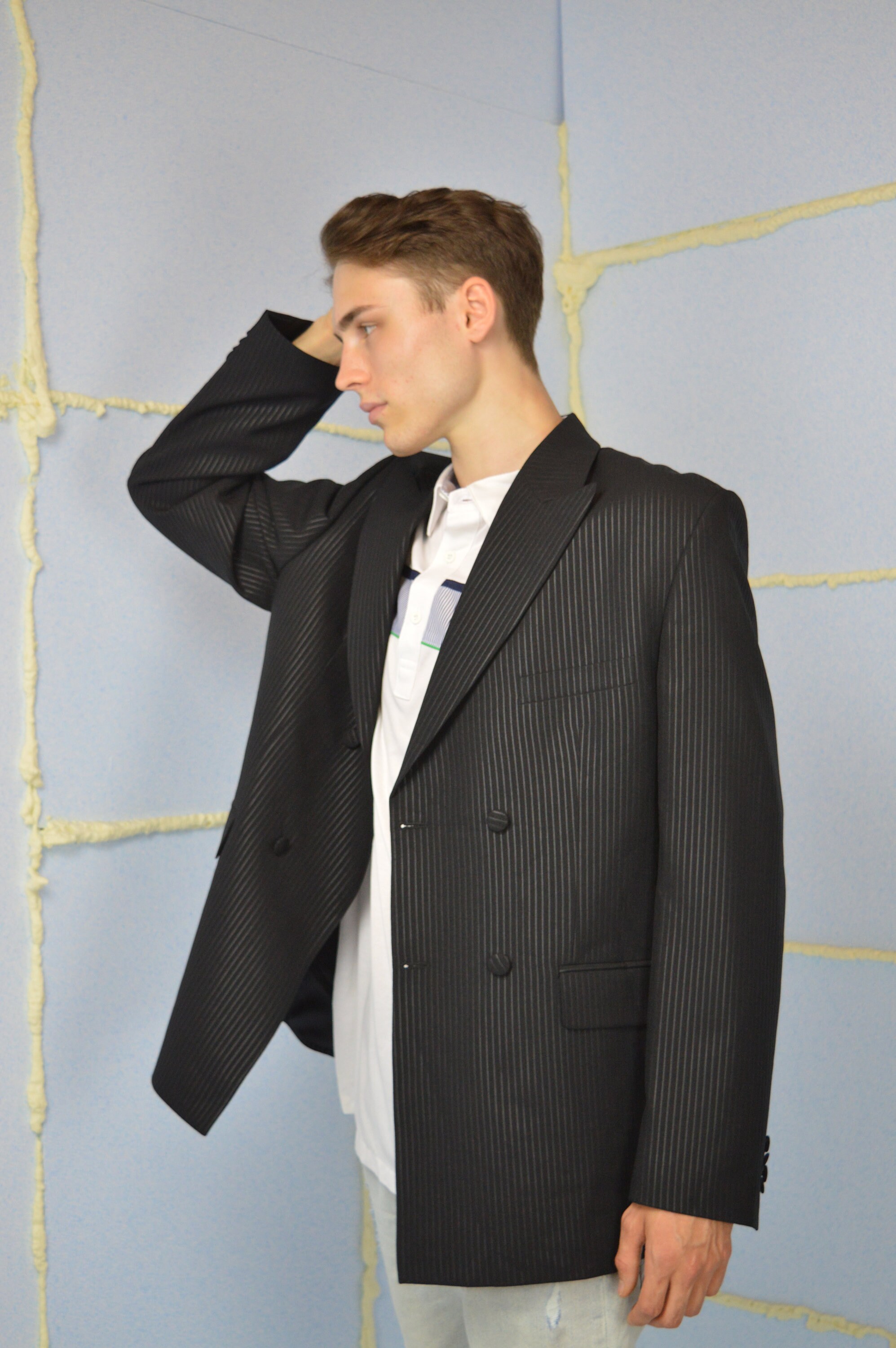 Vintage black stripped classic 80's suit blazer 89 Etsy