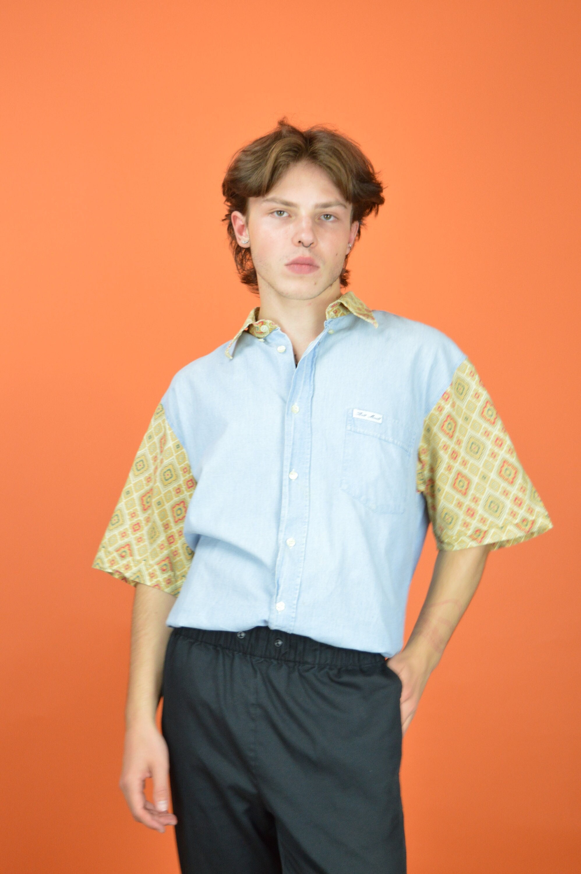 通販 送料無料  Vintage Two Colour Classic Short Sleeve Shirt {K416} - Etsy シャツ+ブラウス(長袖+七分)