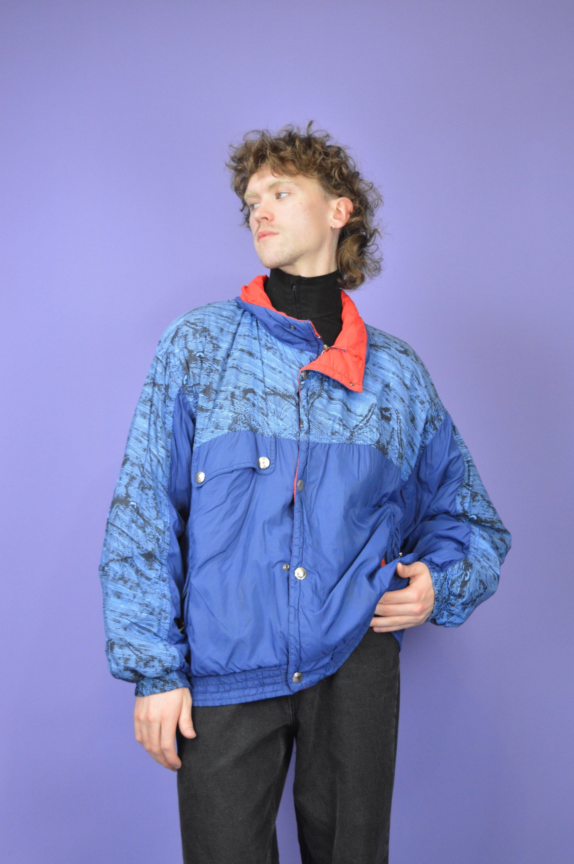 Vintage Blue Classic Graphic Puffer Jacket {J36} - Etsy