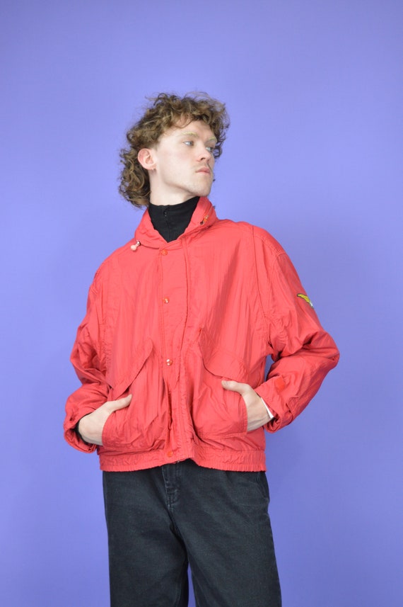 Vintage red classic windbreaker bomber jacket for… - image 2