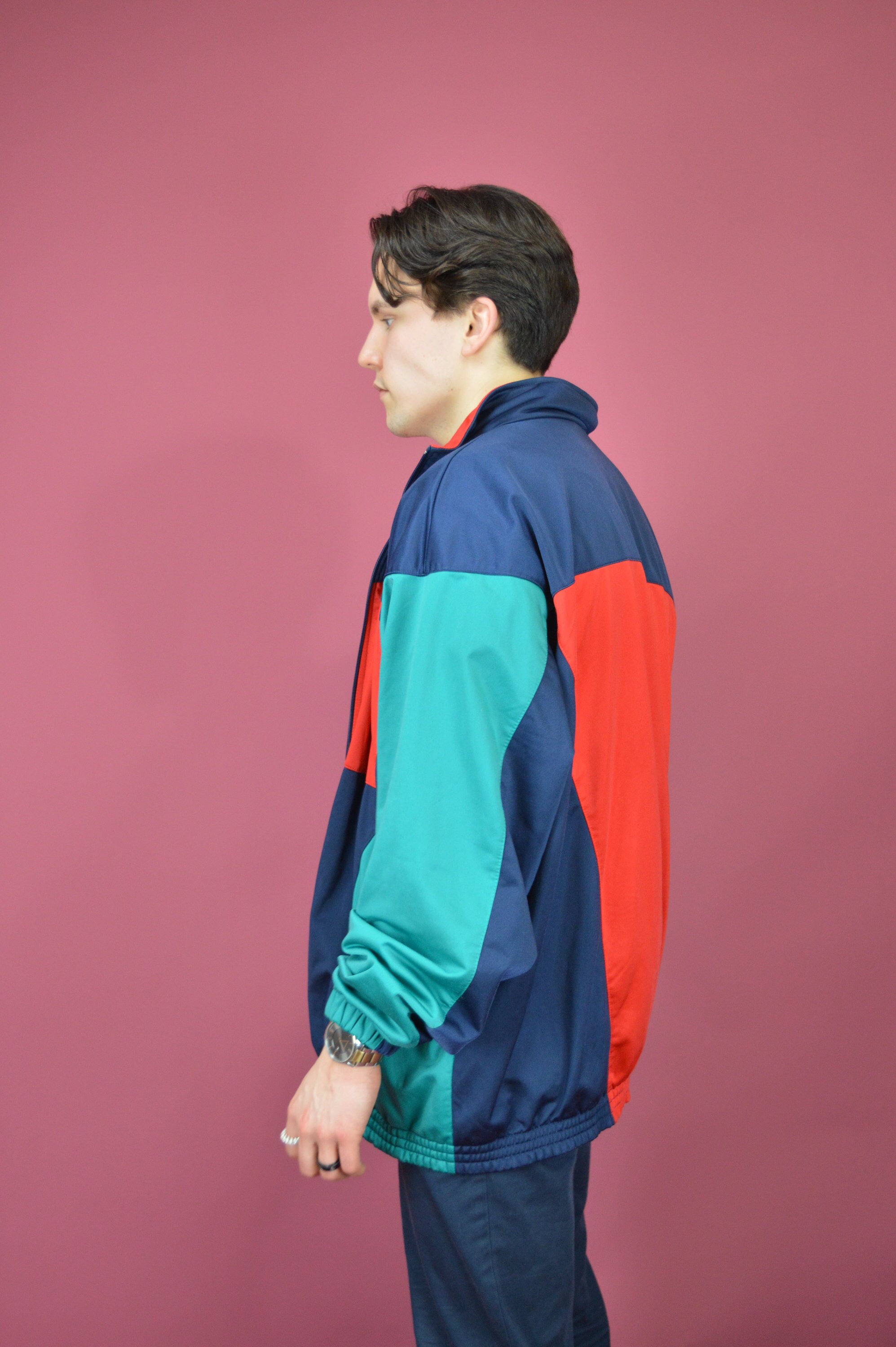 Vintage Multicolour Sports Track Jacket for Men | Retro 80s