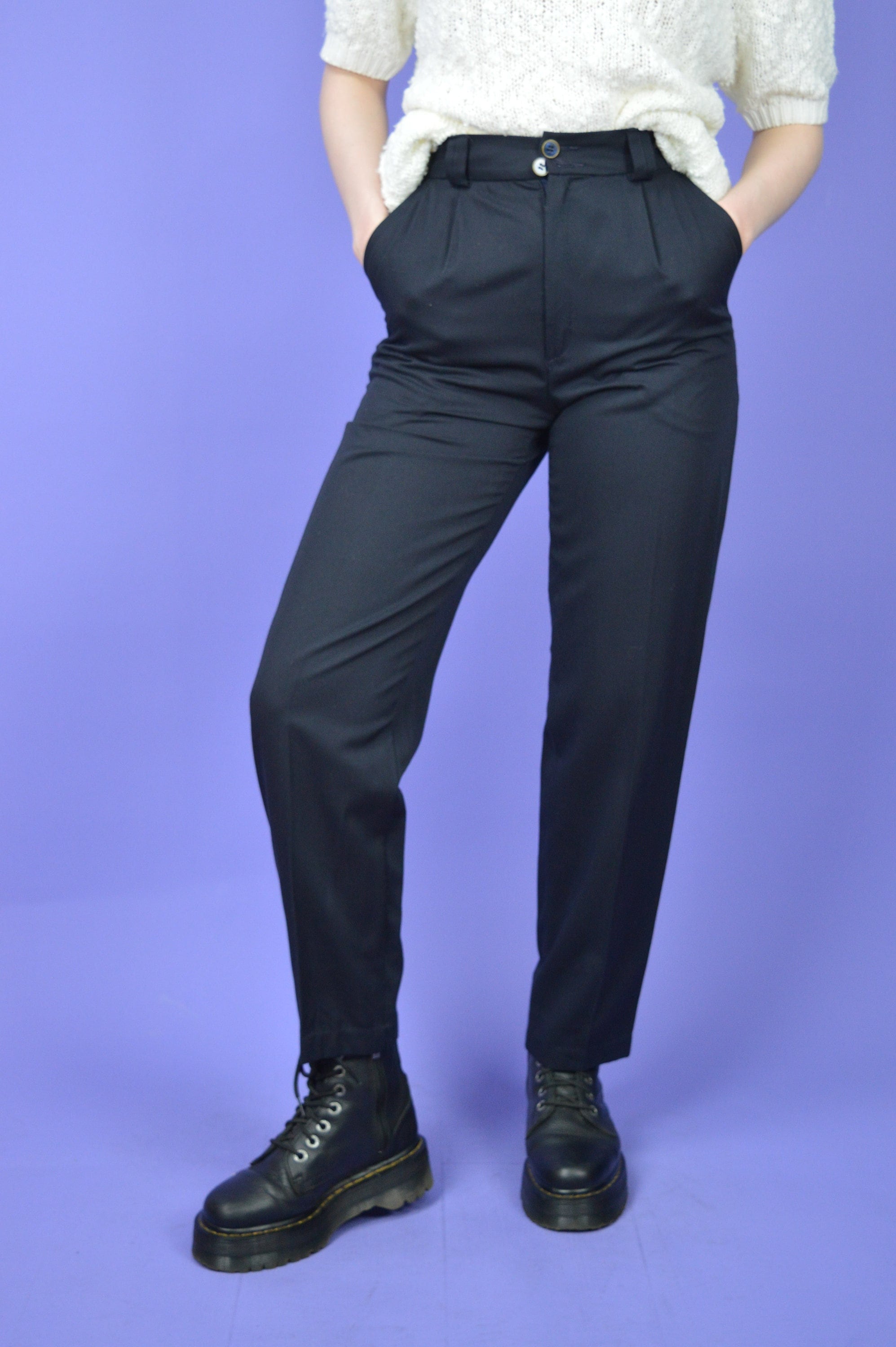 Vintage Black Classic 80's Straight Trousers {W469} - Etsy