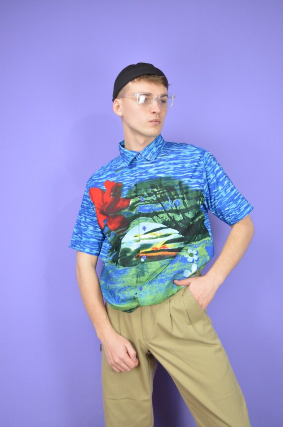 Vintage Multicolour Graphic Hawaiian Short Sleeve Shirt