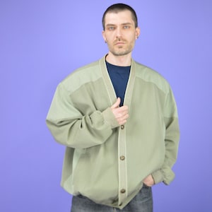 Cárdigan vintage oversize de los años 80, estilo retro clásico, talla XXL [J102]