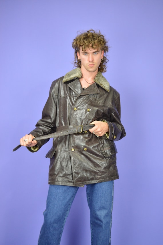 Vintage Brown 80's Classic Leather Jacket Coat – Timeless, Bold