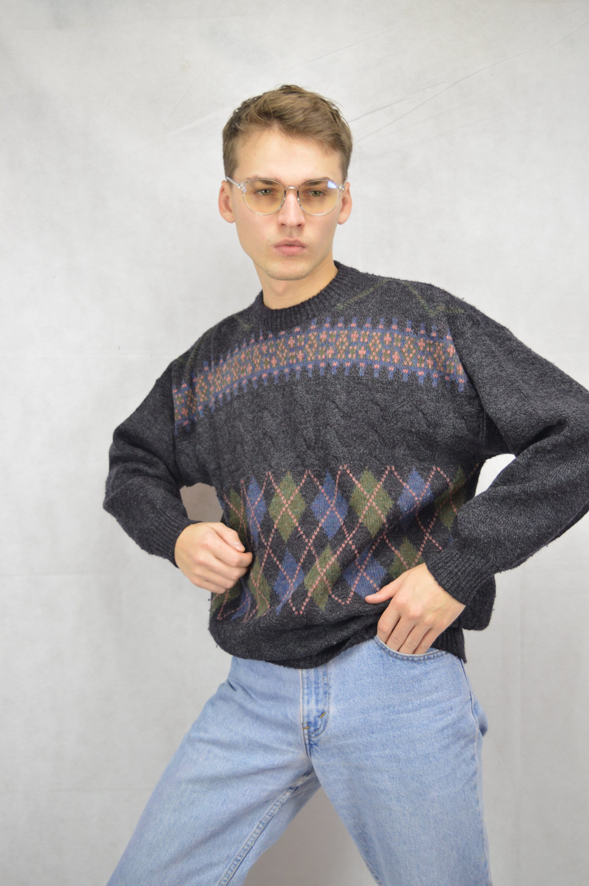 Sweat-shirt en laine classique classique des années 80 | Etsy