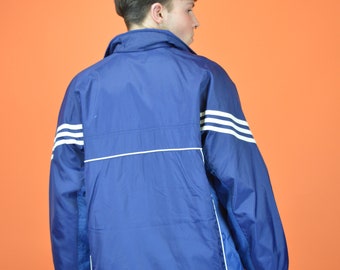 ヴィンテージブルー ADIDAS ウィンドブレーカージャケット：XL レトロ