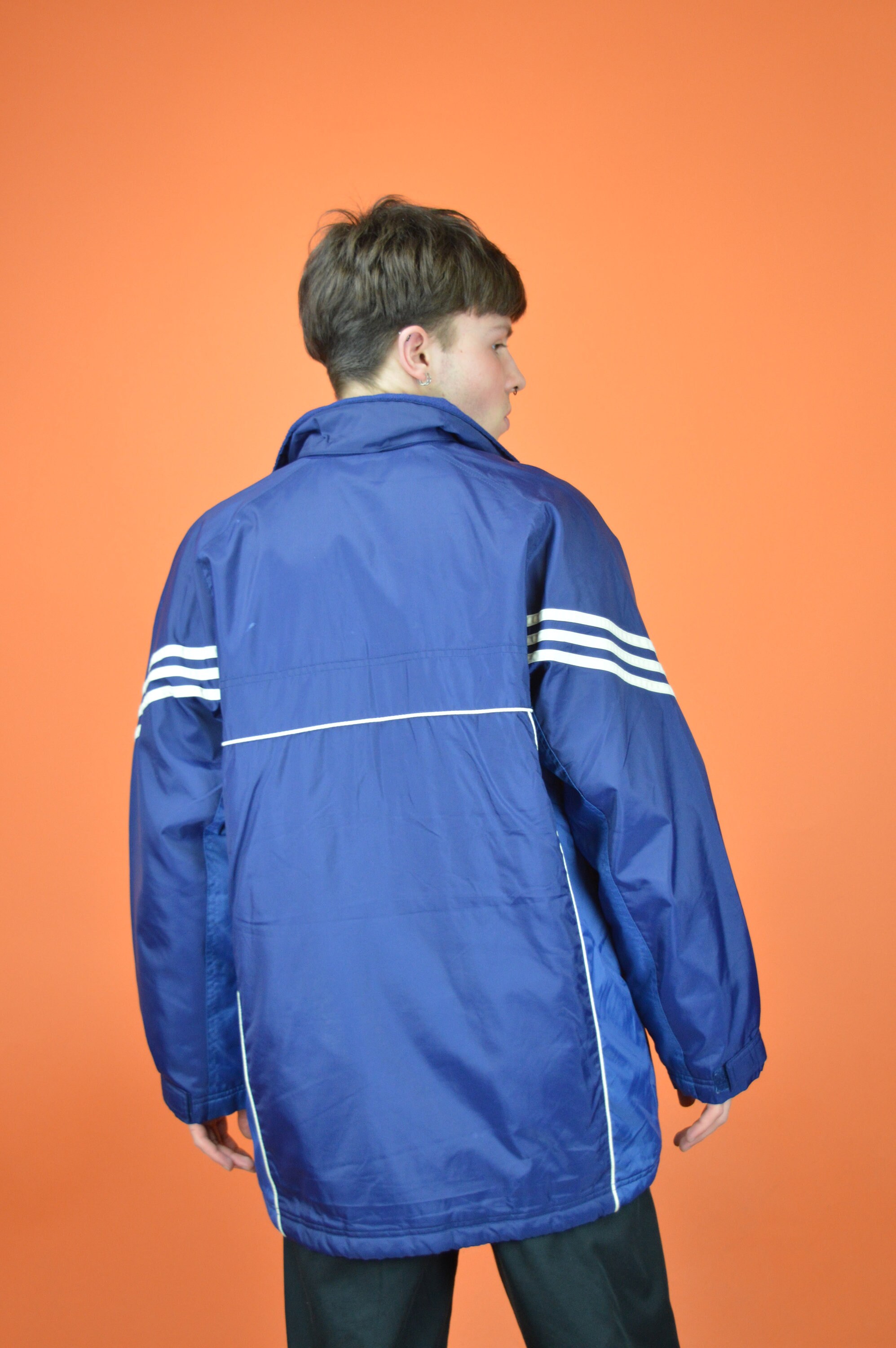 ヴィンテージブルー ADIDAS ウィンドブレーカージャケット：XL レトロ