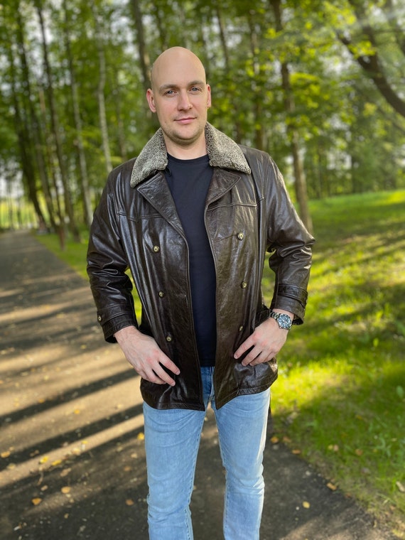 Vintage Brown 80's Classic Leather Jacket Coat – Timeless, Bold