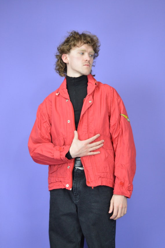 Vintage red classic windbreaker bomber jacket for… - image 8