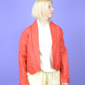 Vintage Red 80’s Leather Bomber Jacket | Retro Leather Bomber Jacket | Size M {W230}