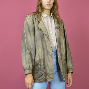 Vintage Braune Klassische 80er Lederjacke | Retro Lederjacke für Herren & Damen | Größe L