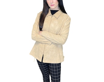 Vintage women light brown shirt blazer {W540}