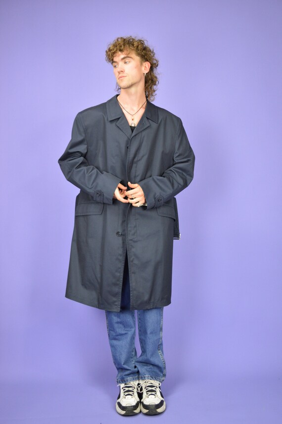 Vintage Dark Blue Classic 80's Long Trench Coat {C19} - Etsy
