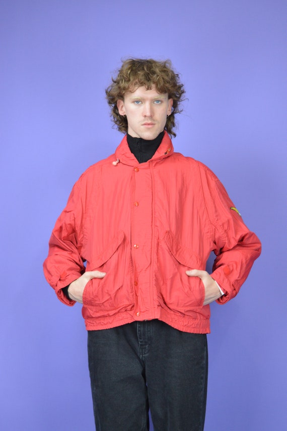 Vintage red classic windbreaker bomber jacket for… - image 3