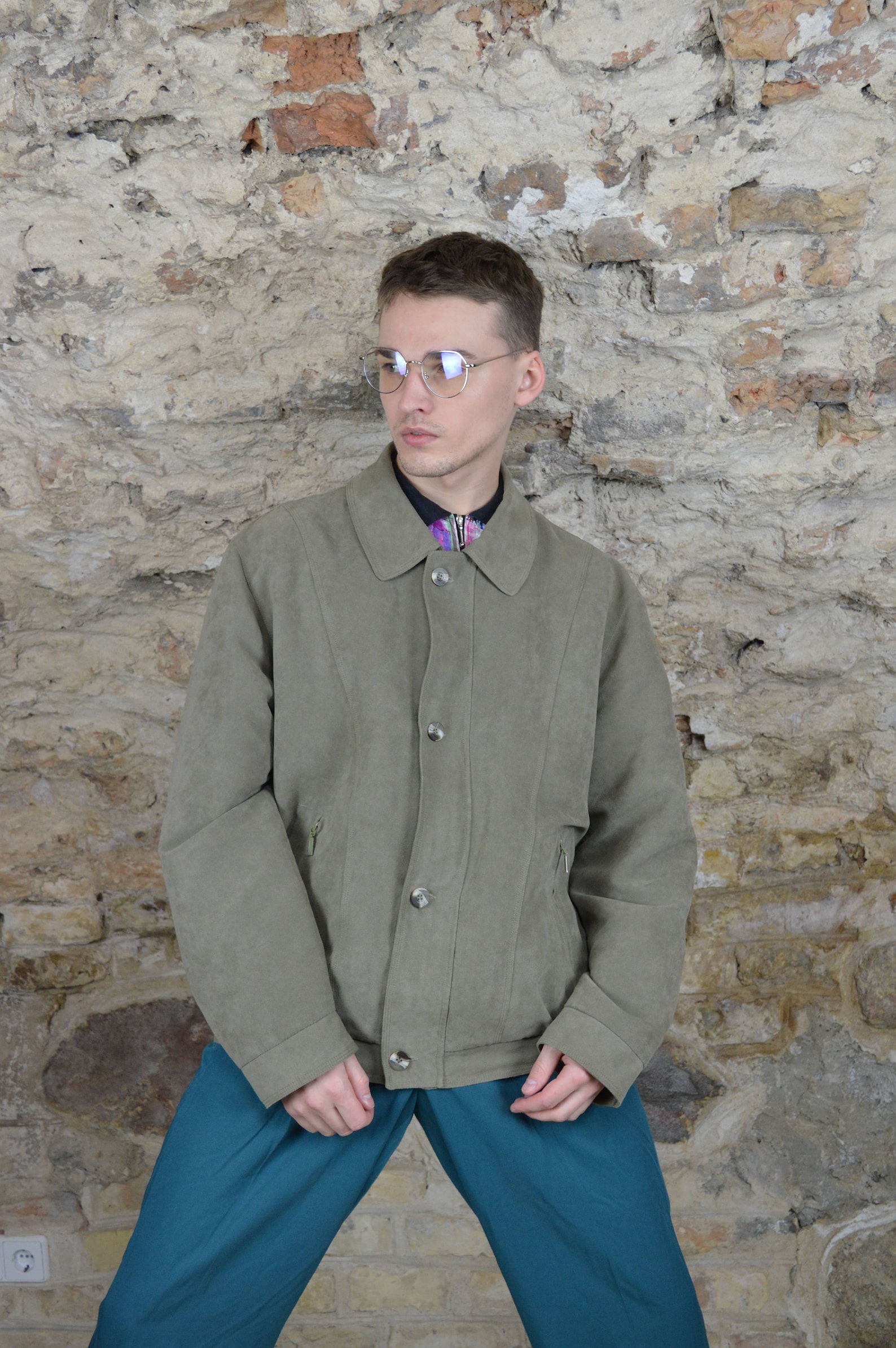 Vintage dark grey classic bomber jacket Etsy