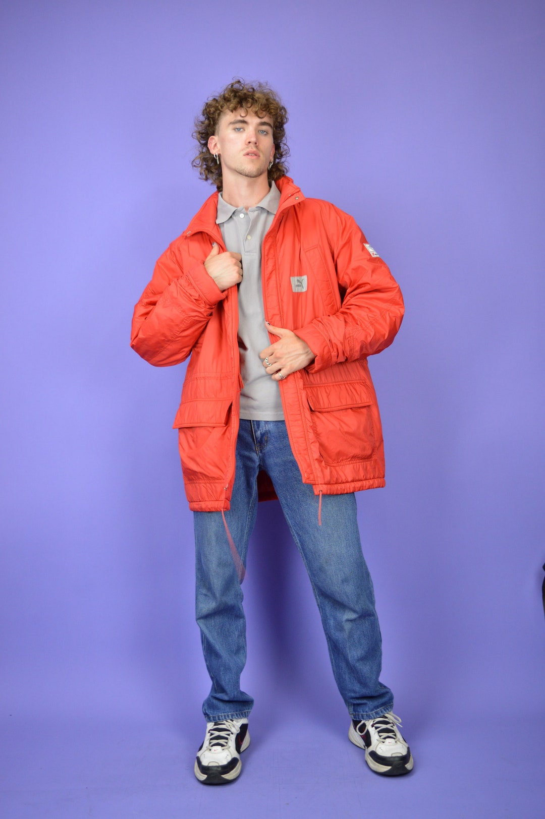 チタン 90s Puma 3way Bomber  jacket Puma X JAHNKOY Reversible Bomber jacket Mens sz med NWT $400