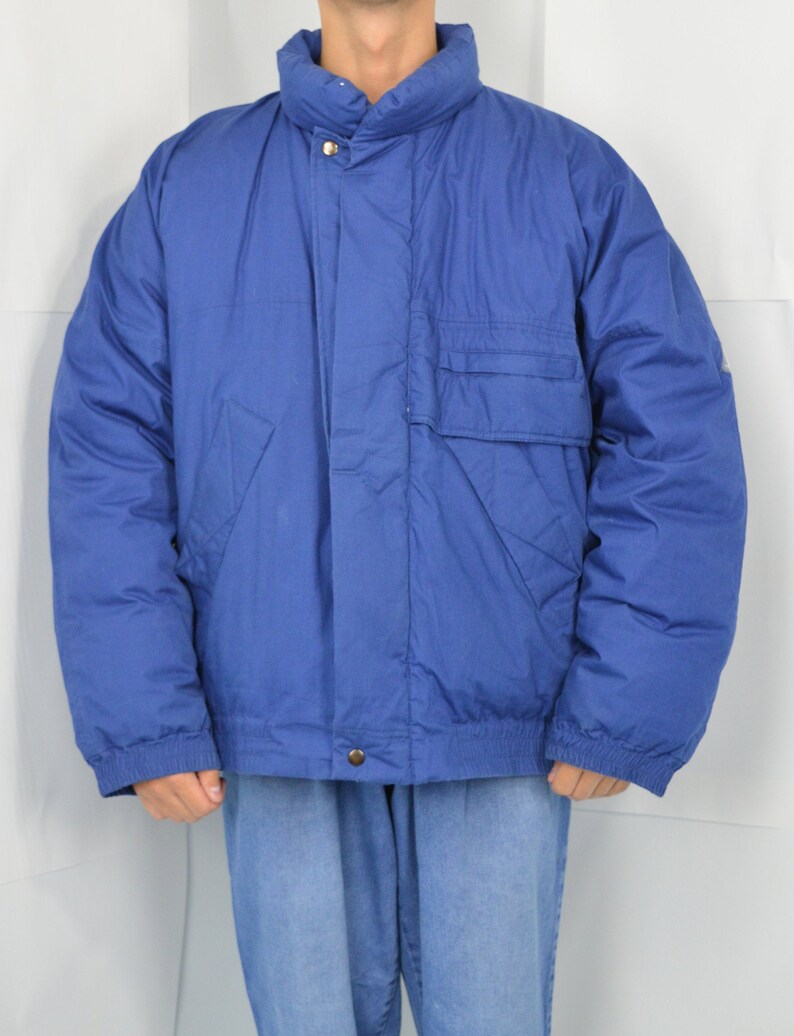 Vintage blue classic winter puffer jacket J47 image 5