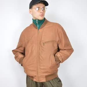 Vintage Brown Classic 80’s Suede Leather Jacket – Retro Style, Timeless Elegance {L219}
