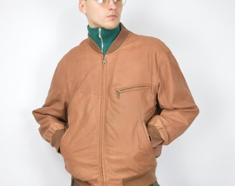 Vintage Brown Classic 80’s Suede Leather Jacket – Retro Style, Timeless Elegance {L219}