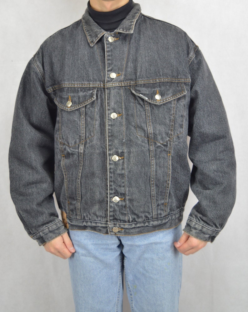Vintage grey denim jeans classic bomber jacket
