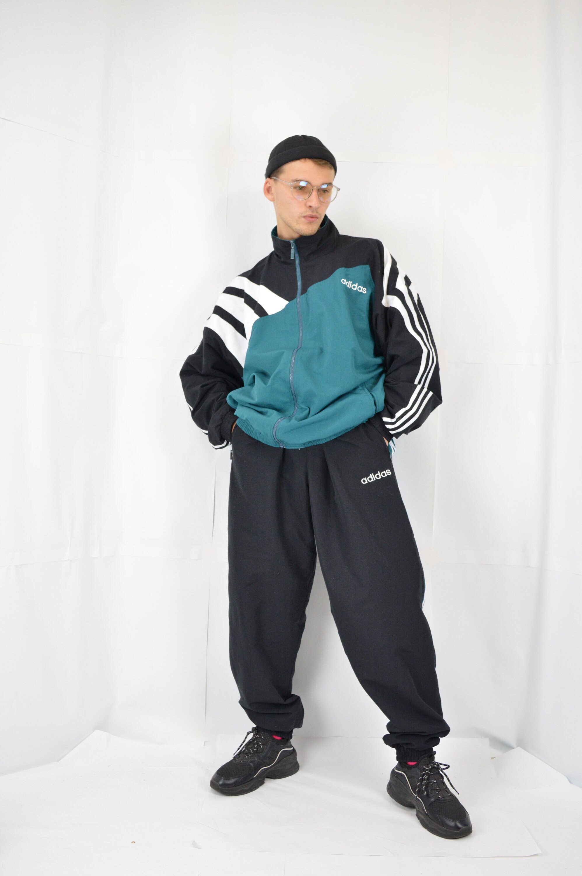 Vintage Two Colour ADIDAS Two Pice Rave Tracksuit {S4} New